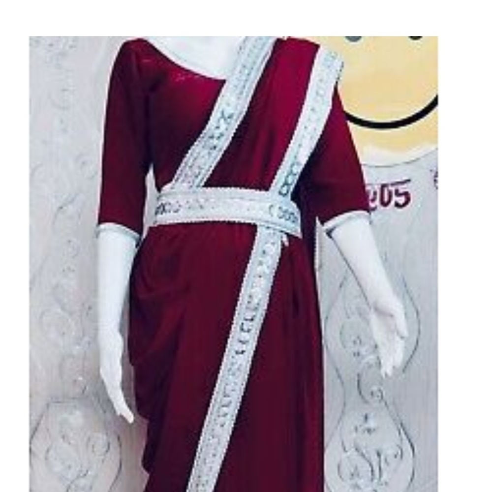 Brand new velvet saree with stitched blouse